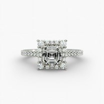 Aura Jewelry Moissanite Ring for Sister - 14K White Gold Plated Wedding Ring - Asscher Cut 1.88 Ct Moissanite Ring for Her - Anniversary Gifts -Heart Shape Promise Ring - Promise Gifts Her