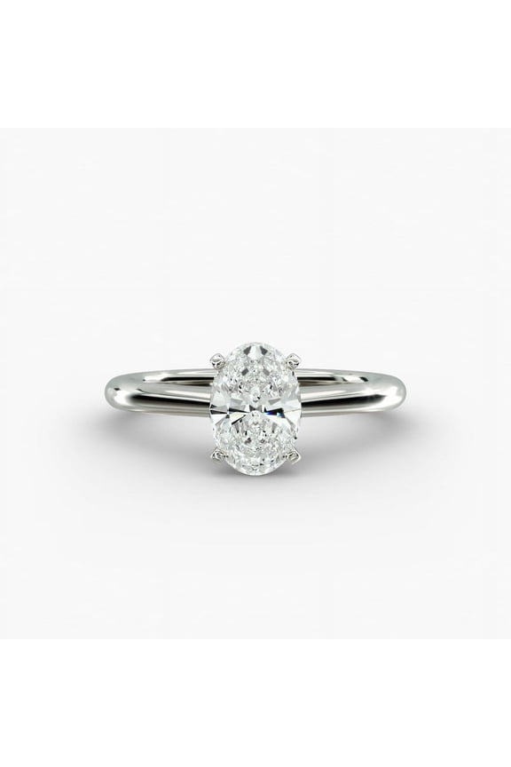 Solitaire Delicate Moissanite Anniversary Rings - 1.58 Ct Oval Excellent Cut Moissanite Rings - 14K White Gold Plated Wedding Engagement Rings - Wedding Moissanite Ring for Women's
