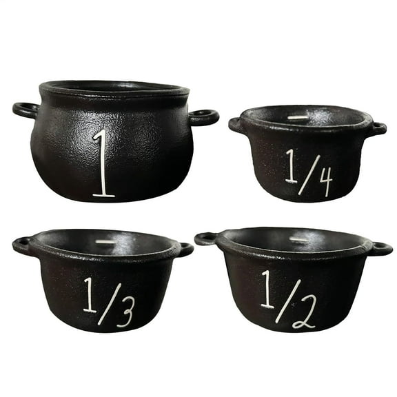 Aura Kitchen Measuring Cup Set Cauldron Measuring Cups Halloween Kitchen Measuring Cup Set 4 Pieces Stackable Nesting Measure With Handle