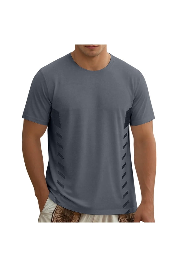 Men’s Summer Mesh T-Shirt – Breathable Crewneck Short Sleeve Tee, Lightweight Ventilated Top for Hot Weather Grey XL