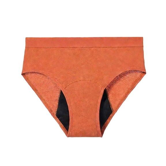 Aura Lane Women’s Four-Layer Breathable Period Panty – Pad-Free Menstrual Underwear with Ventilation Holes, Heavy Flow Protection Orange S