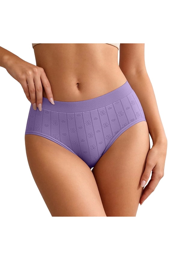 Women’s No-Wedgie Triangle Panty – Comfortable Seamless Underwear with Shaping Effect, Everyday No-Show Briefs Purple XL