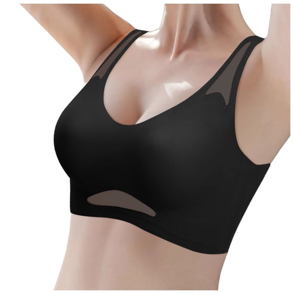 Aura Lane Women’s Plus Size Minimizer Sports Bra – Summer Lightweight Tank Bra for Large Bust, Breathable Back Smoothing Activewear Black XXL
