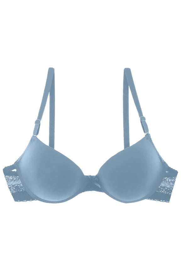 Women’s Push Up Bra for Small Bust – Smooth Seamless T-Shirt Bra with Bow Detail, Simple & Comfortable Everyday Lift Grey 38