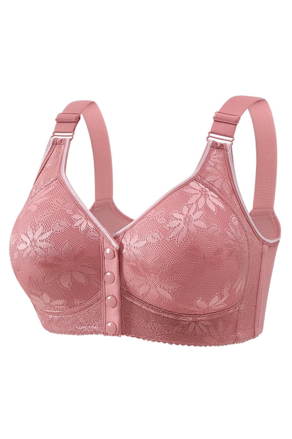 Women’s Traditional Molded Cup Bra for Seniors – Fixed One-Piece Seamless Bra, Smooth Jacquard Pattern with Side Support Rose Gold 40