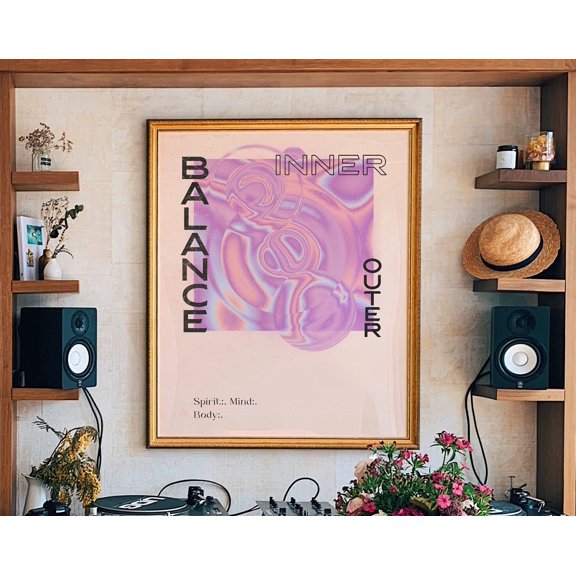 Aura Poster, Affirmation Quote, 70S Home Decor, Gradient Art, Spiritual Art, Vintage Psychedelic Poster, 70S Decor, 70S Decor, Wall Art Wall Art, Modern Wall Decor For Living Room, 8x12 UNFRAMED