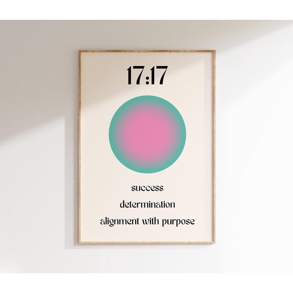 Aura Print Positive Affirmation Poster Angel Number Wall Art 17:17 Number Aura Poster Positive Energy Print 1 Print Wall Art, Modern Wall Decor, 8x12 UNFRAMED