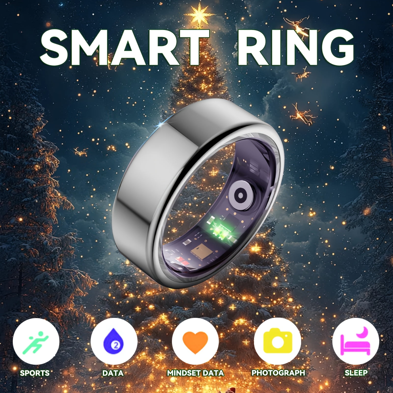 Aura Pro Smart Ring - Stainless Steel Fitness Tracker w/ Sleep/Swim ...