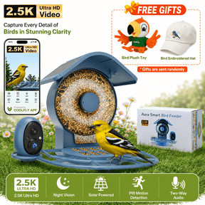 Aura Smart Bird Feeder with Camera Solar Powered, 2.5K HD