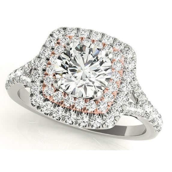 Aura™ 14K White Gold 3/4ct.tw Diamond Double Halo Ring