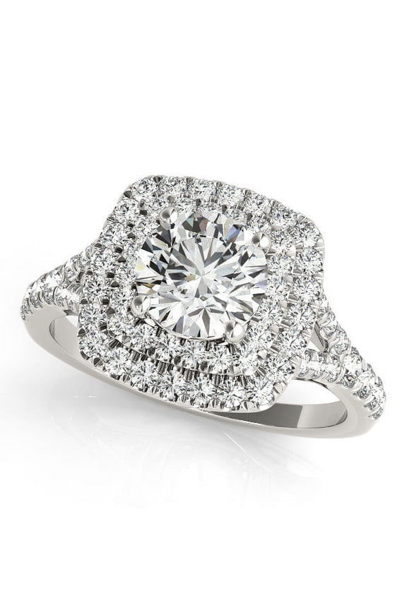 Aura™ 14K White Gold 3/4ct.tw Diamond Double Halo Ring