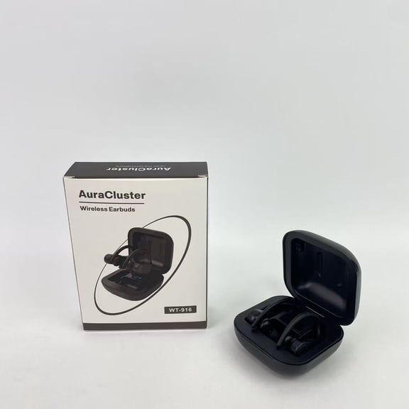 AuraCluster Wireless headsets for smartphones,Wireless Earbuds 80Hrs Bluetooth 5.3 Headphones, Bluetooth Earbuds Stereo Bass Sound Ear Buds, for Running Workout Black