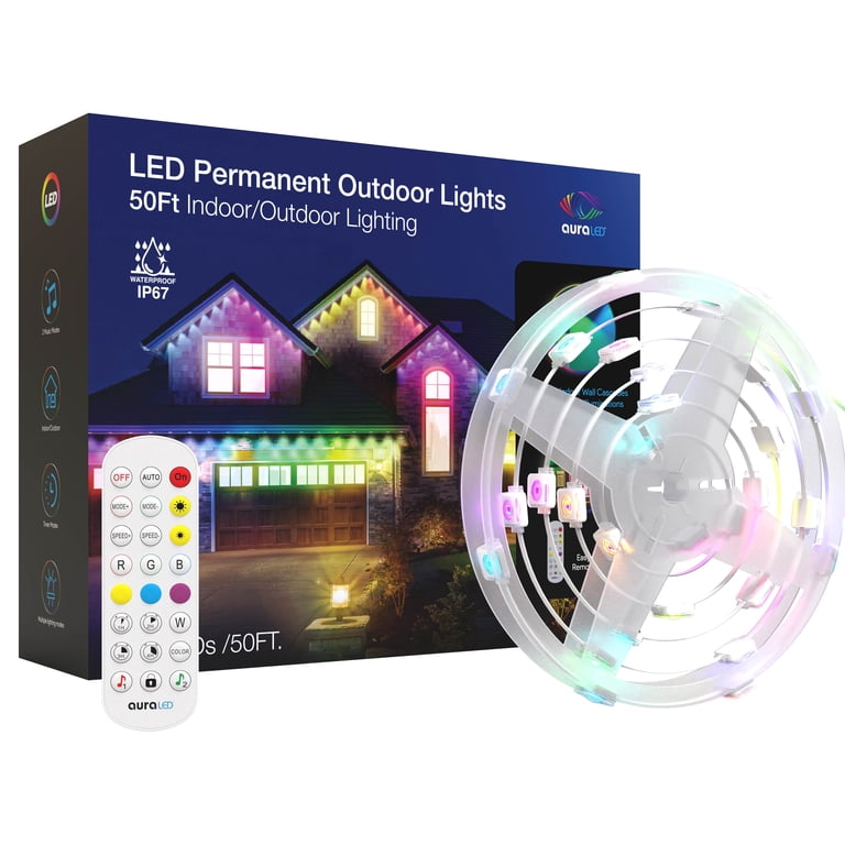 AuraLED Permanent LED Indoor / Outdoor Christmas Lights, 50ft