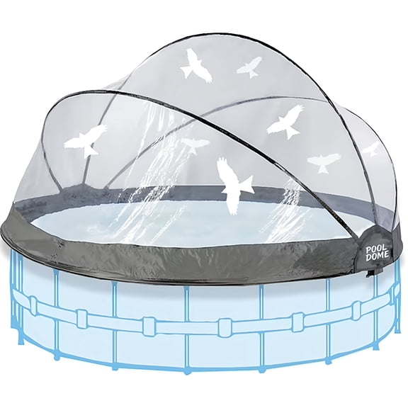 AuraLane 15ft Round Transparent Pool Dome Enclosure, Clear PVC All Weather UV Resistant Cover for Above Ground Pool, Hinge Door & Debris Protection