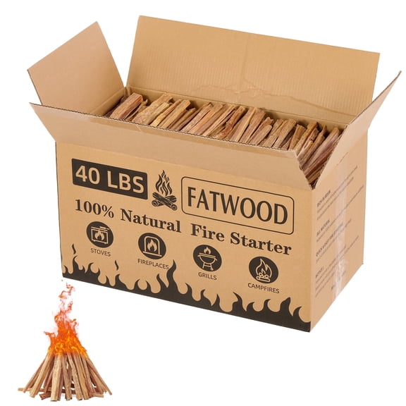 AuraLane 40 lbs Fatwood Fire Starter Sticks,100% Natural Kindling Wood for Campfire,Stove,Fireplace,Bonfires,Grill