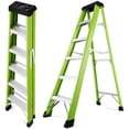 thumbnail image 1 of AuraLane 5 Steps Fiberglass Ladder,330-Pound Capacity,Portable Folding Platform Step ladders for Home,Green, 1 of 5