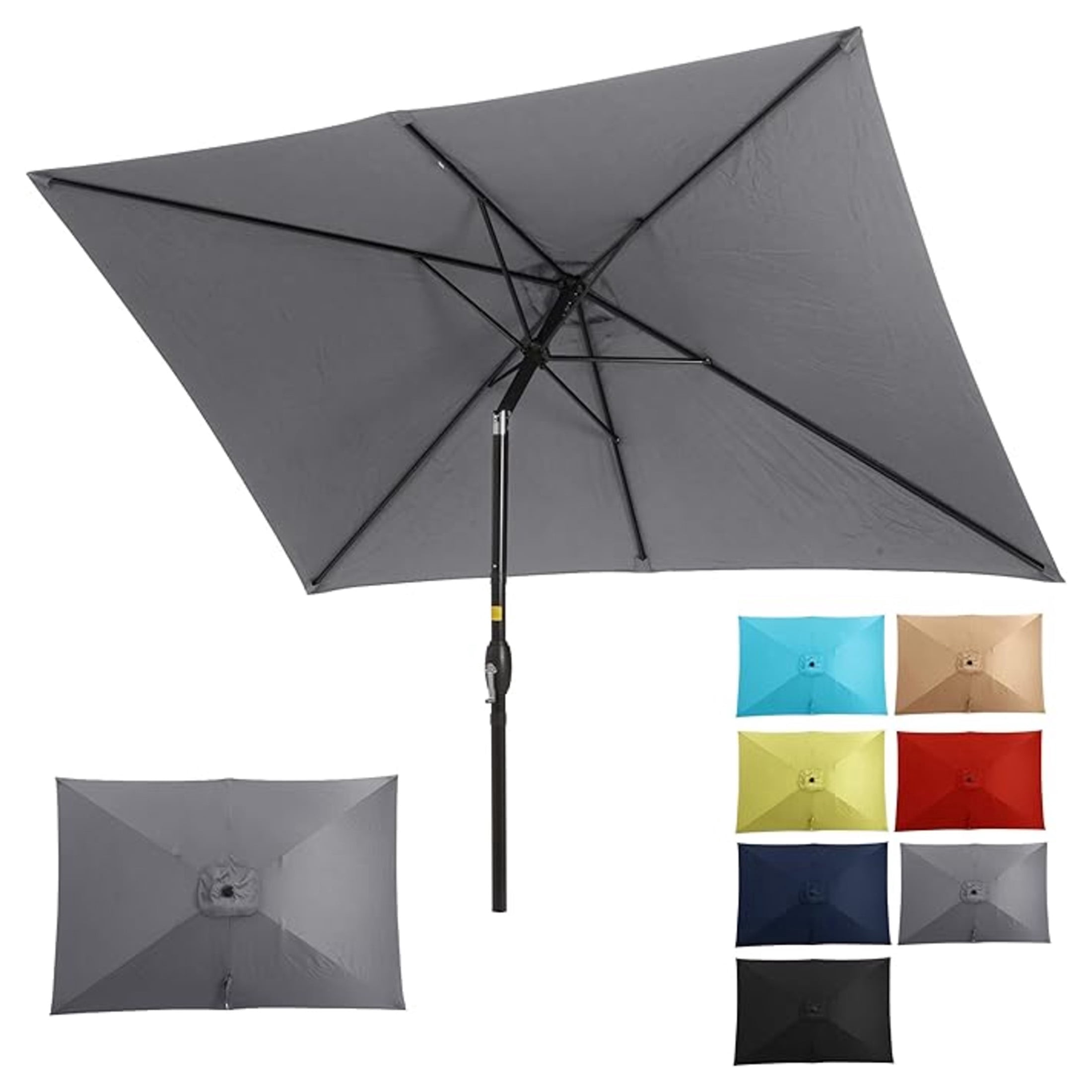 AuraLane 6.5 x 10 ft Rectangular Patio Umbrella with Crank,Tilt,Polyester UV-Resistant Canopy for Pool,Backyard & Patio(Without Base)