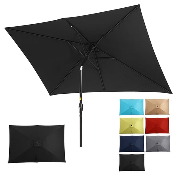 AuraLane 6.5 x 10 ft Rectangular Patio Umbrella with Crank,Tilt,Polyester UV-Resistant Canopy for Pool,Backyard & Patio(Without Base)