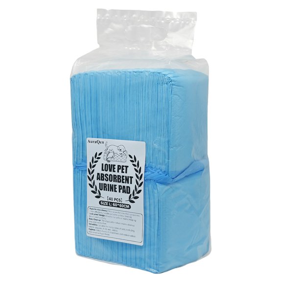 AuraQen LOVE PET Absorbent Urine Pad - 7-Layer HYDROLOCK Core Tech, 40ct (60cm60cm L Size), Super Absorbent Leak-Proof Pet Pads for Dogs Cats, Non-Woven Fabric & Absorbent Paper