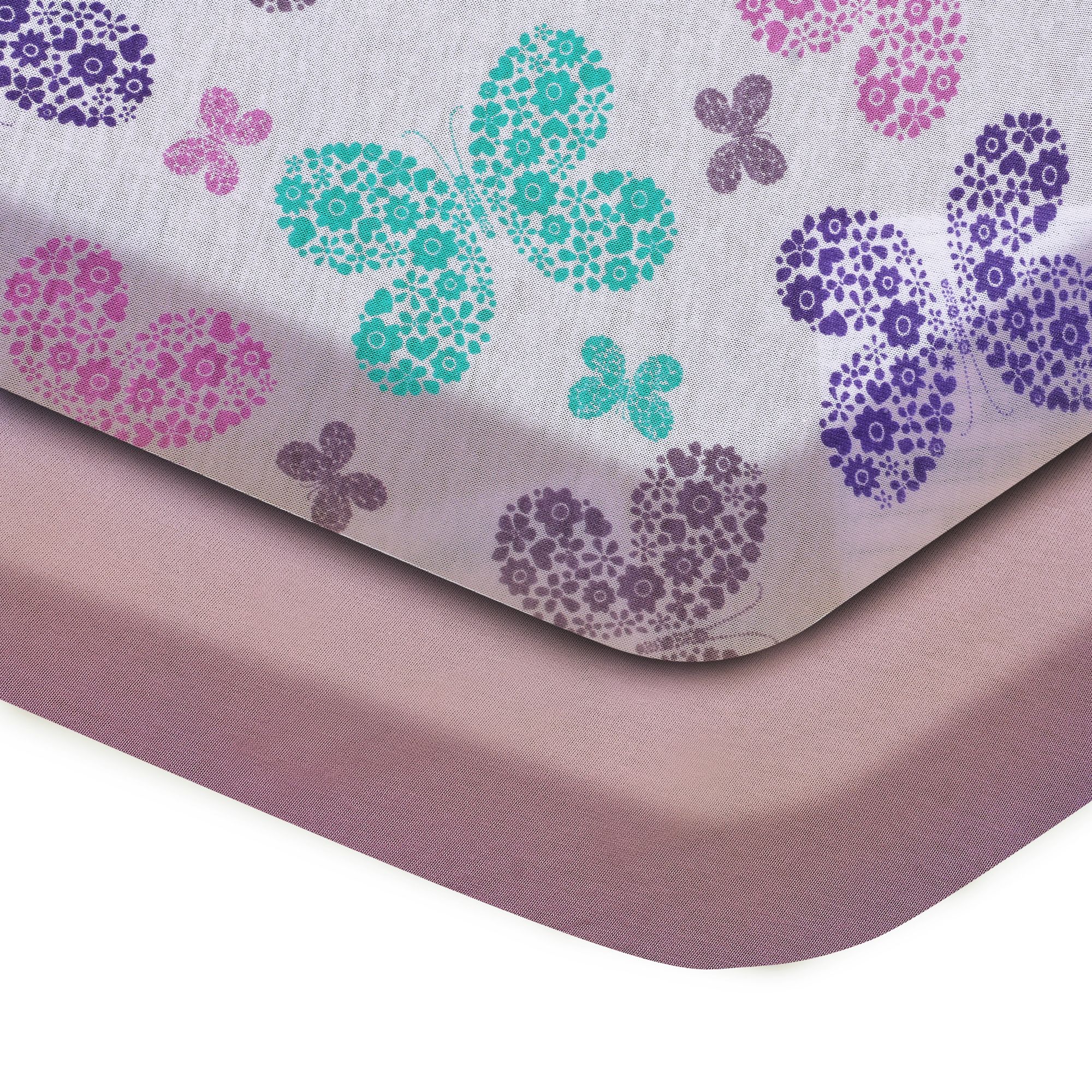 Auraa Baby Fitted Crib Sheets, Butterfly, 2pk - image 1 of 2