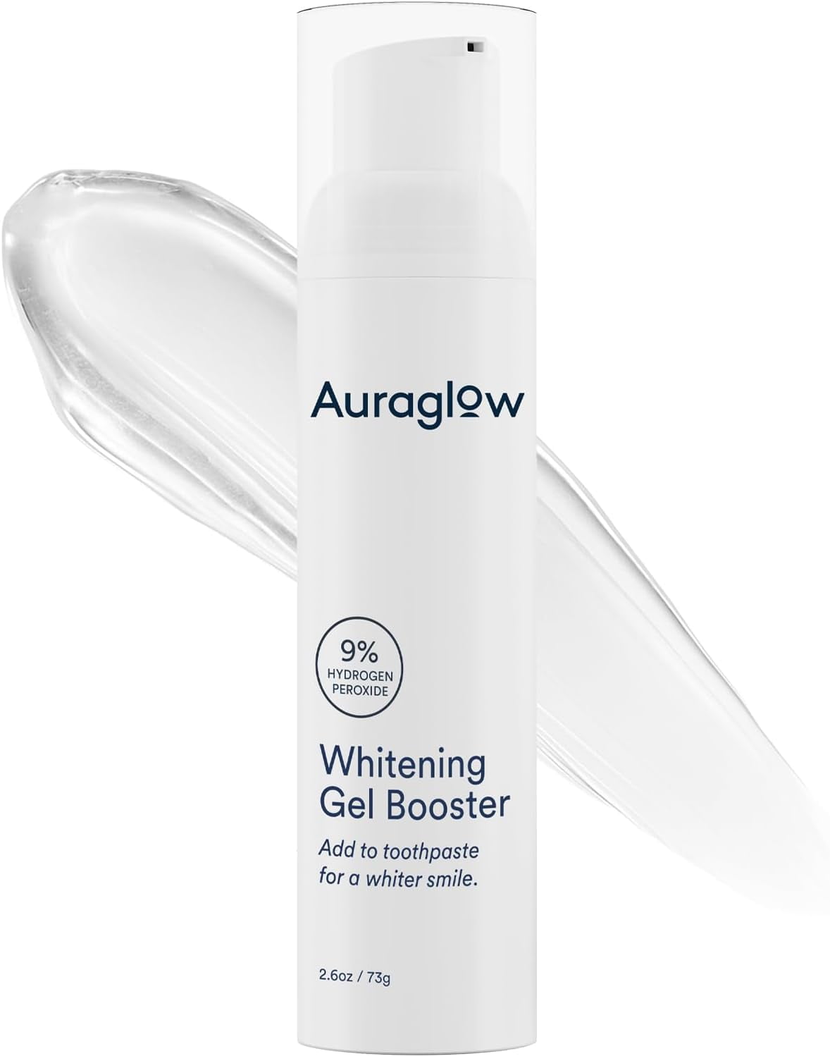 Auraglow Whitening Gel Booster, Add to Toothpaste to Whiten, Teeth Whitening Toothpaste Gel, 9% Hydrogen Peroxide Whitening Gel, 350+ Whitening Treatments, 6-Month Supply, 2.6oz