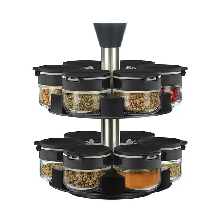 Spin Spice Rack Aurakoa 360 rotating 2 tier 12 jars spice rack (12 spice jars ...