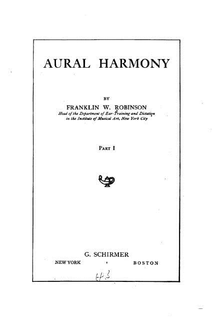 Aural harmony Paperback 1530346525 9781530346523 Franklin W. Robinson