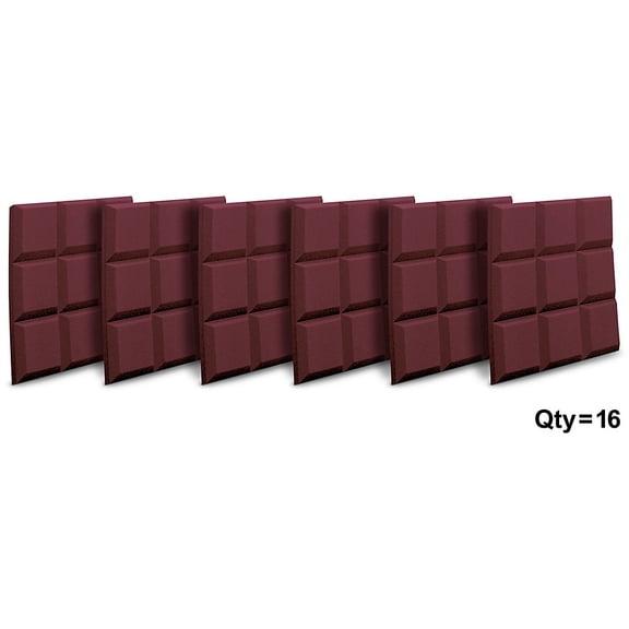 Auralex SonoFlat 2'x2'x2" Grid Panels 16-Pack Burgundy