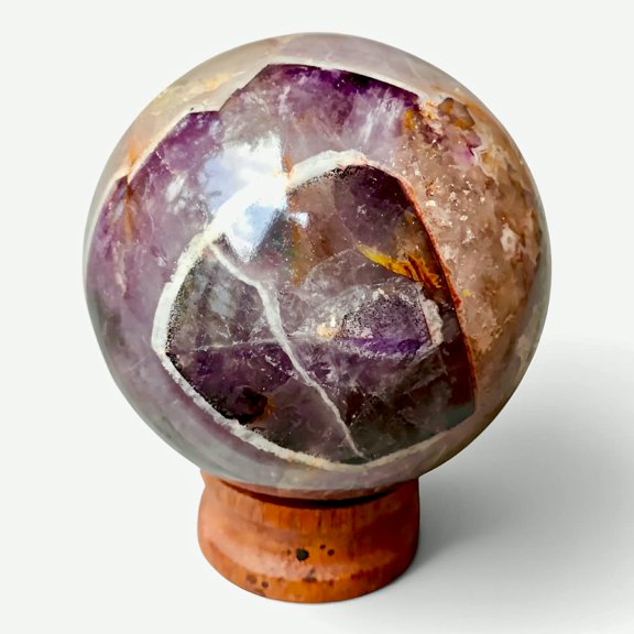 Auralite 23 Amethyst Sphere 2" 194g Natural Chevron Crystal Ball Purple Quartz