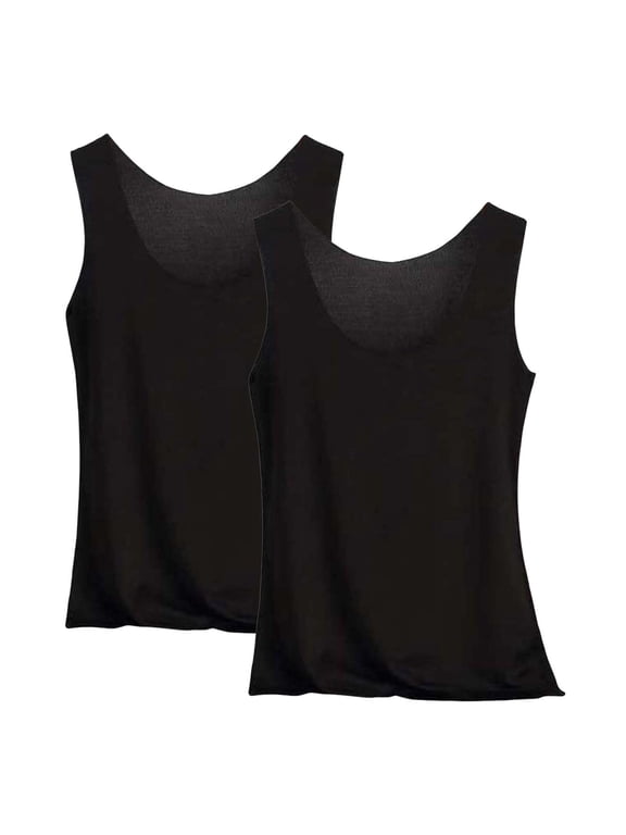2PCS Women's Solid Color U-Neck Tank Tops Sleeveless Pajama Top Basic Layering Shirts Soft Home Wear Undershirts