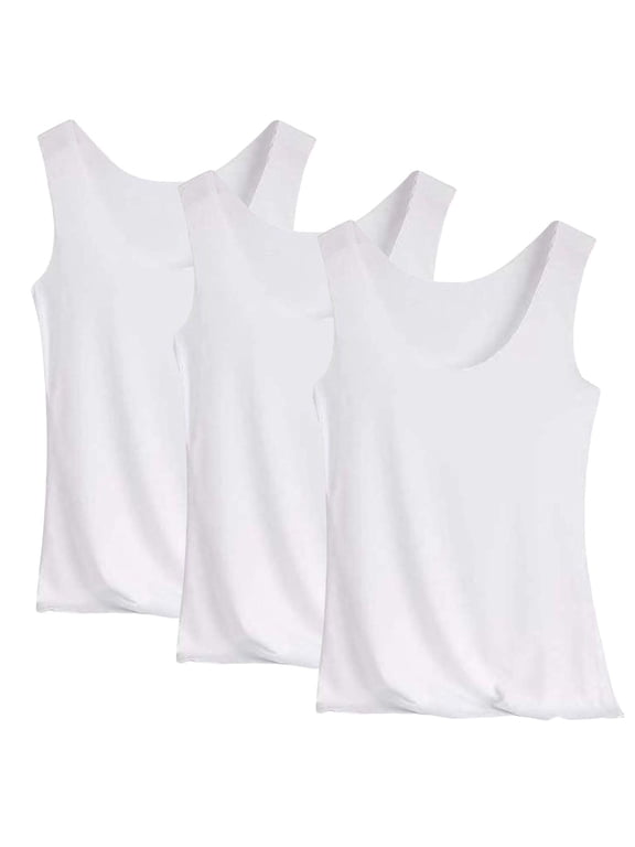 3PCS Women's Solid Color U-Neck Tank Tops Sleeveless Pajama Top Basic Layering Shirts Soft Home Wear Undershirts