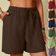 thumbnail image 1 of Auralook Cotton Linen Shorts for Women Summer Beach Casual Shorts Comfy Lightweight Elastic Wide Leg Outfits Lounge Pants with Pockets, 1 of 7