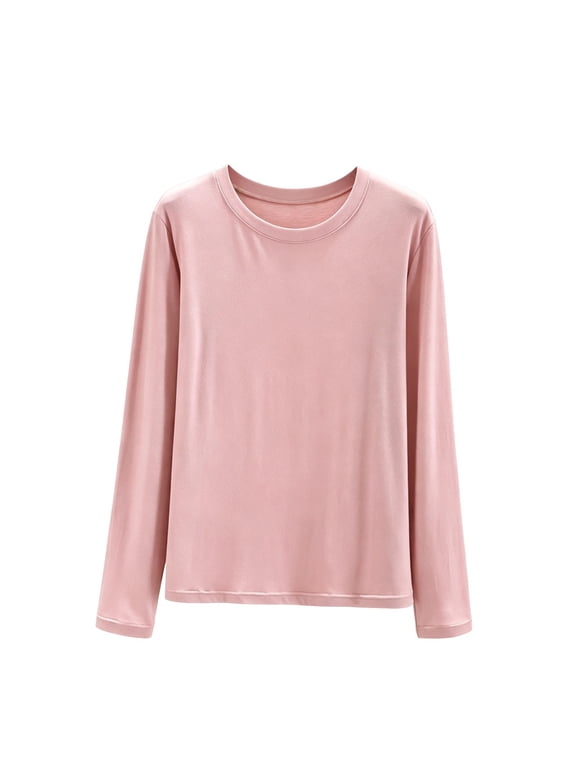 Pajama Tops for Women Modal Long Sleeve Sleep Shirt Soft Solid Color Pajama Shirt Loose Lounge Top