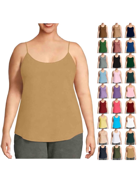 Plus Size Tank Tops for Women Sleeveless Vest Tops Loose Fit Tunic Camisoles Tank Scoop Neck Strap Tees Basic Layer Top