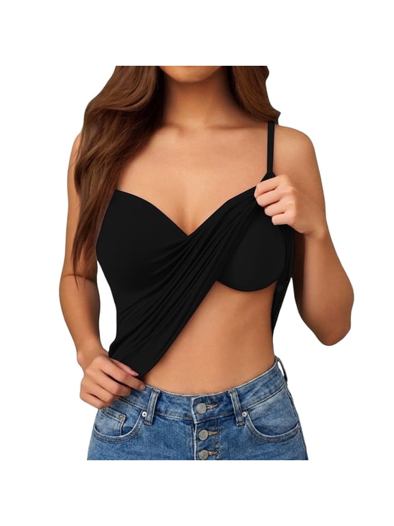 Plus Size Womens Padded Cami Tank Tops Sleeveless Body Shaper Spaghetti Strap Top Built in Bra Shirts for All Seasons from S-6XL