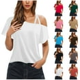 thumbnail image 1 of Auralook Summer Solid Tops for Women Casual Short Sleeve Shirt Loose Fit Camisole Blouse Loose Tank Top, 1 of 6