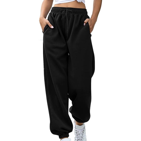 Auralook Wide Leg Sweat Pants for Womens High Waisted Baggy Sweatpants Casual Drawstring Workout Pants with Pockets