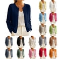 thumbnail image 1 of Auralook Women Knit Button Front Cardigan Round‑Neck Long‑Sleeve Knit Sweater Classic Solid Outerwear for Fall Winter Daily Wear, 1 of 6