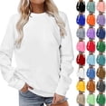 thumbnail image 1 of Auralook Women Long Sleeves Casual Shirts Color Round Neck Sweatshirt Crewneck Pullover Tunic Tops, 1 of 5