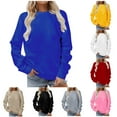 thumbnail image 1 of Auralook Women Long Sleeves Casual Shirts Color Round Neck Sweatshirt Crewneck Pullover Tunic Tops, 1 of 5