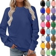 thumbnail image 1 of Auralook Women Long Sleeves Casual Shirts Color Round Neck Sweatshirt Crewneck Pullover Tunic, 1 of 5