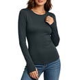 thumbnail image 1 of Auralook Women Round Neck Long Sleeve Thermal Tops Ladies Base Layer Undershirt for Winter Cold Weather with Thumb Holes, 1 of 9