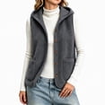 thumbnail image 1 of Auralook Women's Fleece Vest Outerwear Sleeveless Lightweight Button Hooded Jackets Warm Soft Vests with Pockets, 1 of 7