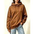 thumbnail image 1 of Auralook Women's Long Sleeved Hoodies Fall Oversized Sweatshirts with Pockets Casual Solid Basic Hooded Pullover Top, 1 of 9