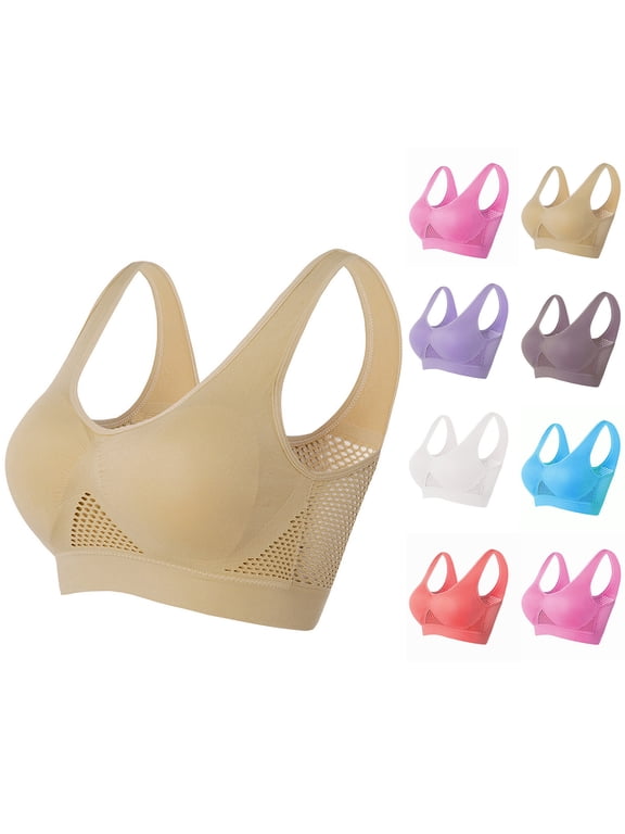 Women's Seamless Bras for Yoga Fitness Running Workout Low Impact Sports Bras with Removable Pads, No Underwire Everyday Bras,White,L