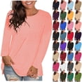 thumbnail image 1 of Auralook Womens Long Sleeve Oversized Tshirts Plus Size Crewneck Casual Tunic Tops Trendy Loose Fit Basic Tees, 1 of 7