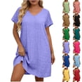 thumbnail image 1 of Auralook Womens Plus Size Dresses Short Sleeved V-Neck Sundress Casual Summer Casual Swing Dresses, 1 of 8