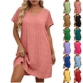thumbnail image 1 of Auralook Womens Plus Size Dresses Short Sleeved V-Neck Sundress Casual Summer Casual Swing Dresses, 1 of 8