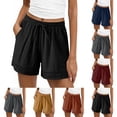 thumbnail image 1 of Auralook Womens Shorts Summer Casual Loose Elastic Waist Drawstring Short Pants Hollowed Out Lace Boho Beach Shorts, 1 of 7