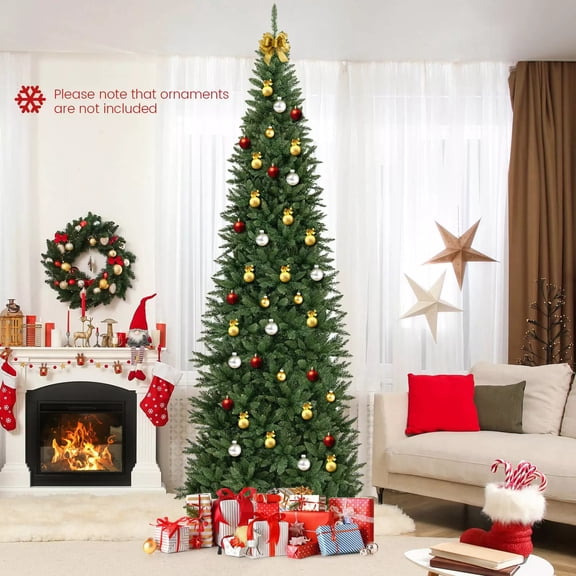 Auranook 12 FT Artificial Xmas Tree, Hinged Christmas Tree with Quick Power Connector, 2125 Branch Tips & 800 Warm White LED Lights